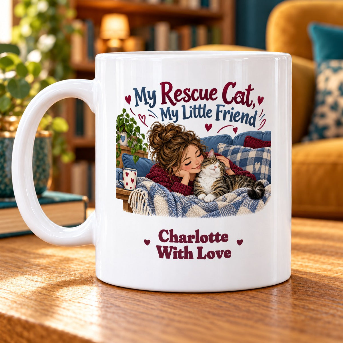 My Rescue Cat, My Little Friend – Personalised Mug — personalised example Charlotte, With Love