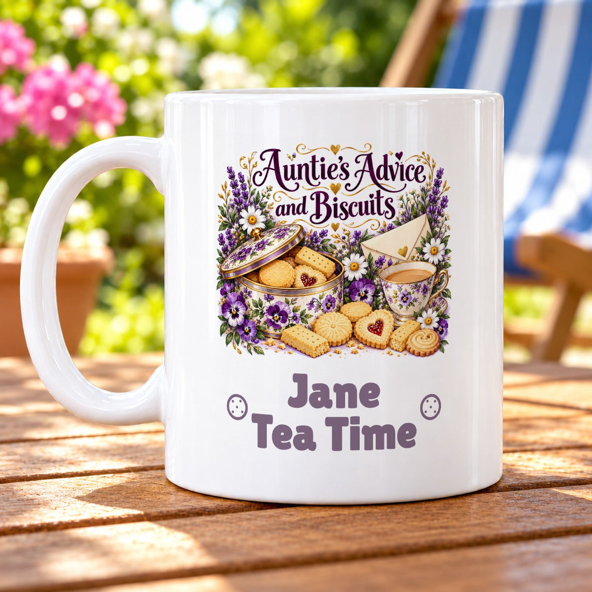 Auntie’s Advice and Biscuits – Personalised Mug