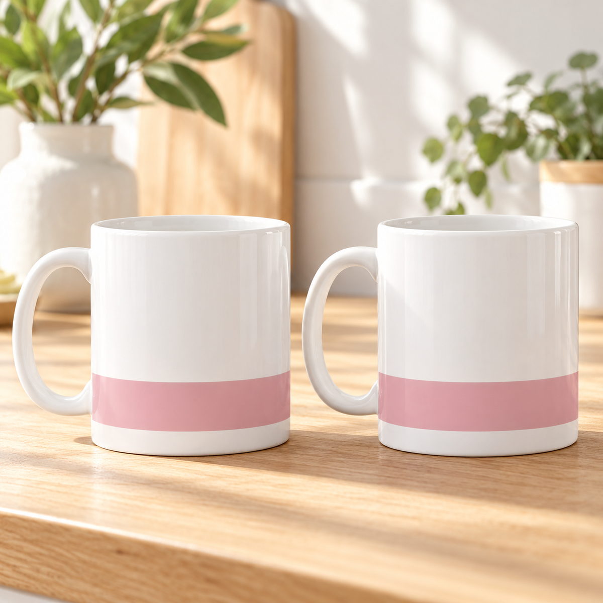 Blush Lower Border Ceramic Mugs – Set of 2