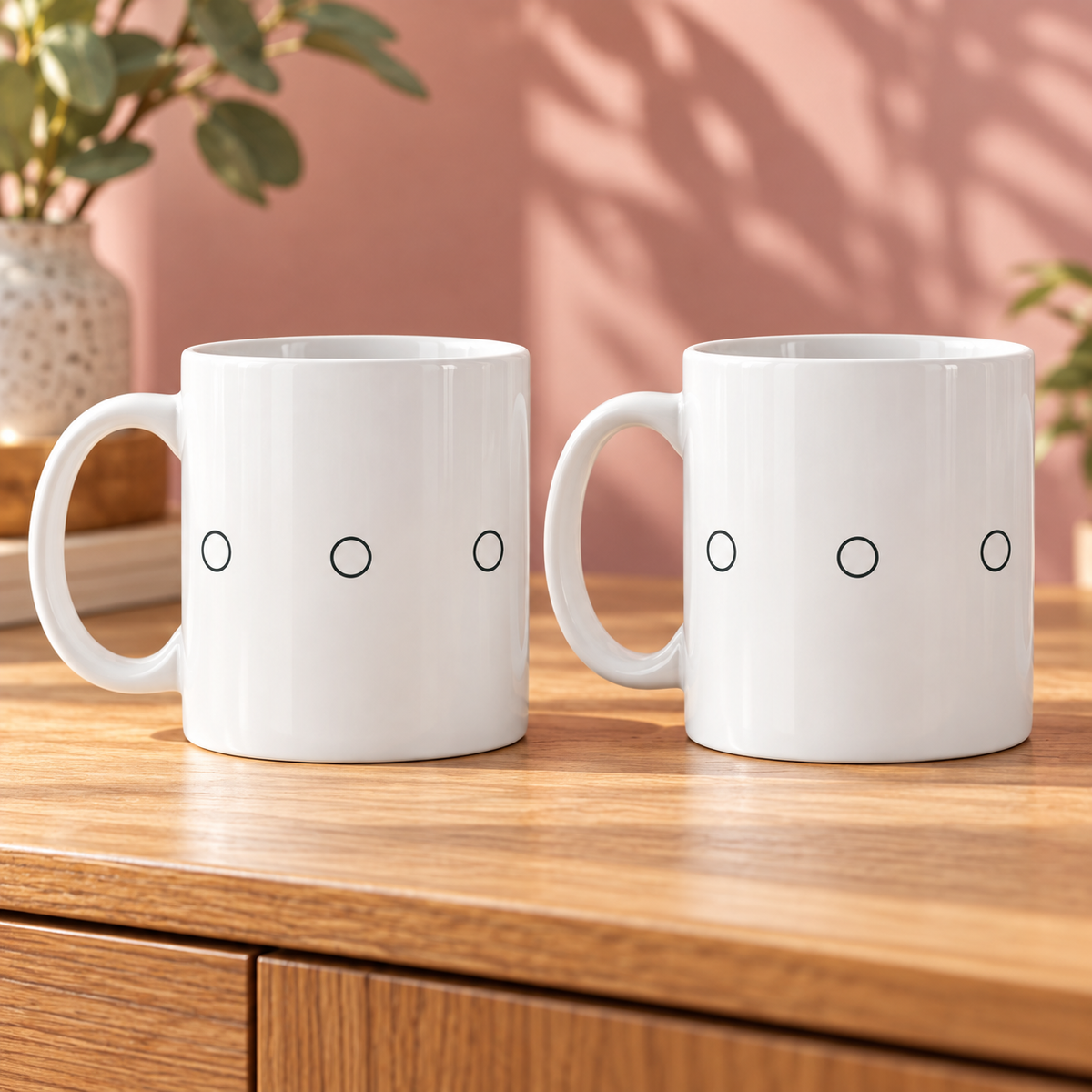 Fine Black Ring Ceramic Mugs – Set of 2 — matching pair of 330ml ceramic mugs, both handles on the left