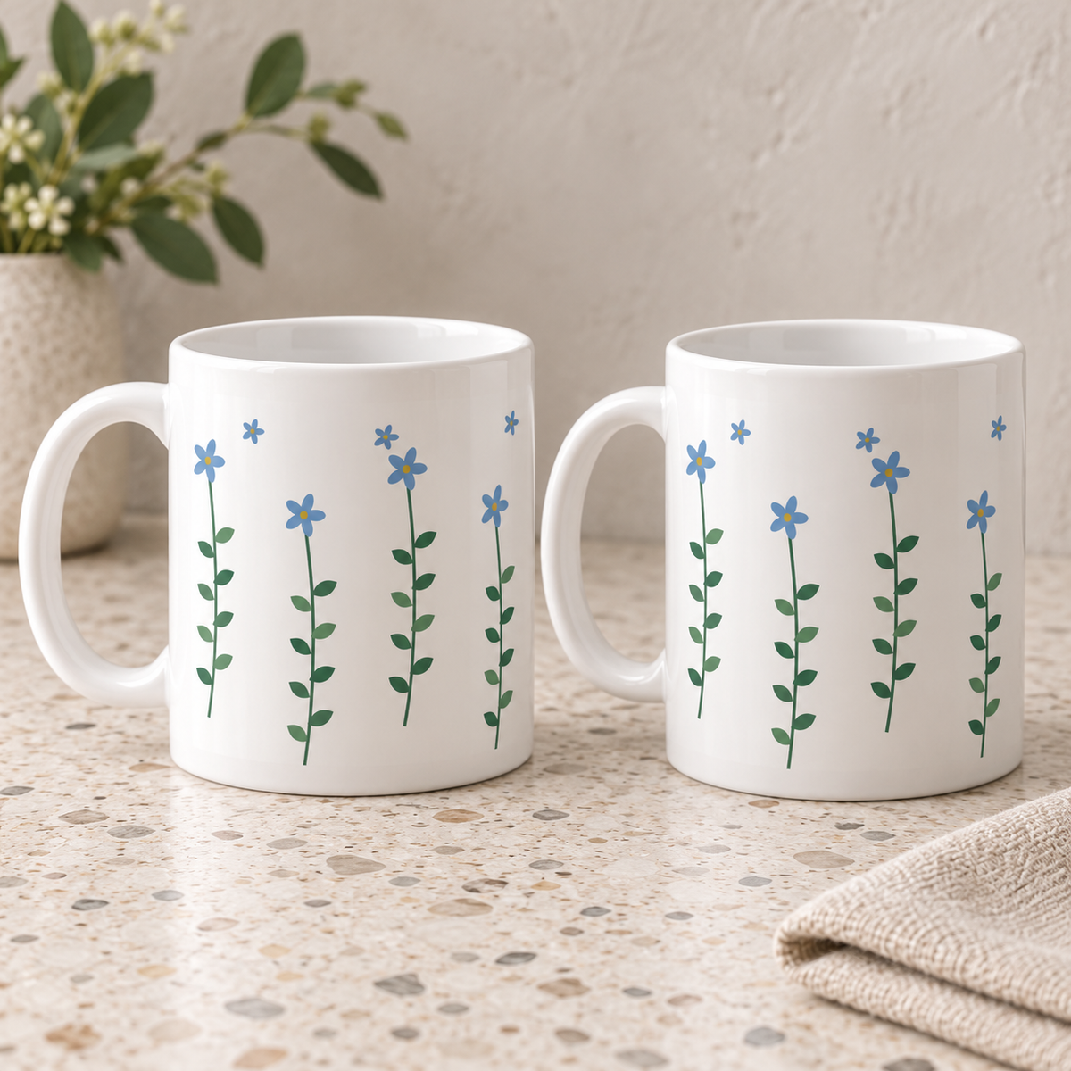 Forget Me Not Ceramic Mugs – Set of 2