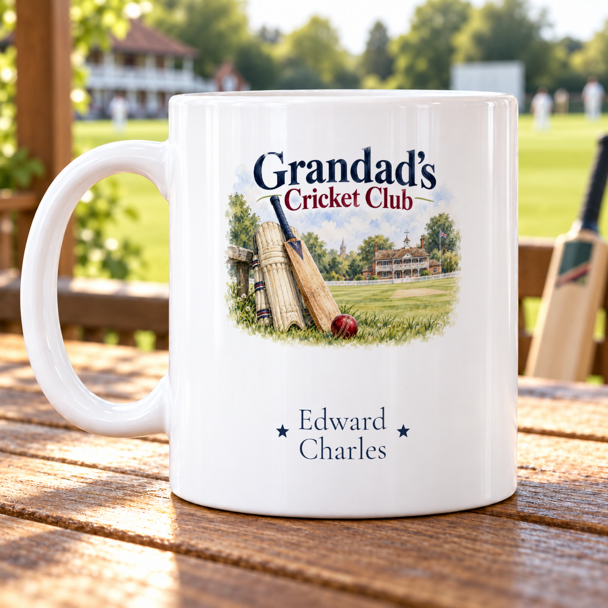 Grandad’s Cricket Mug – Personalised Mug — example Edward / Charles