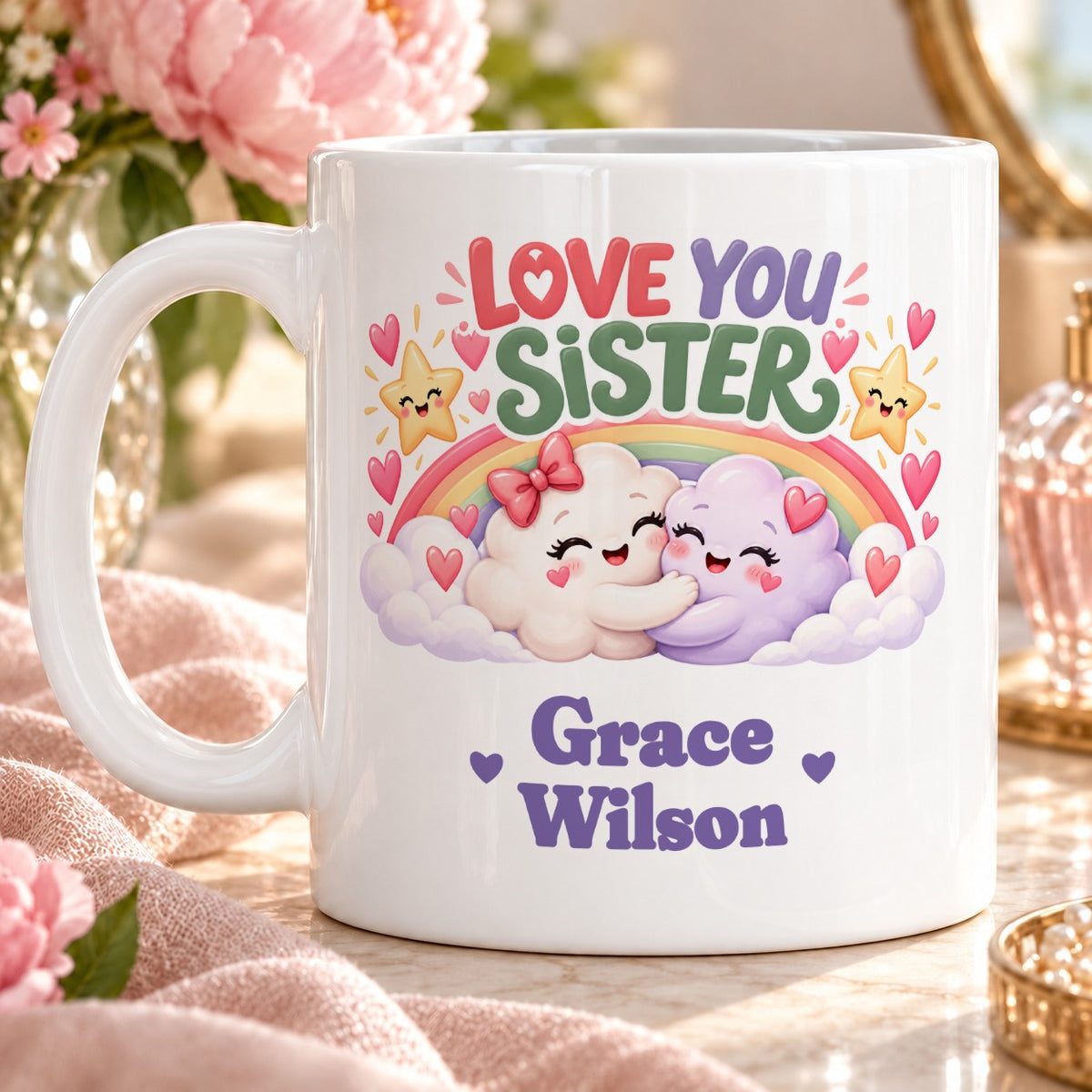 Love You Sister – Personalised Rainbow Mug