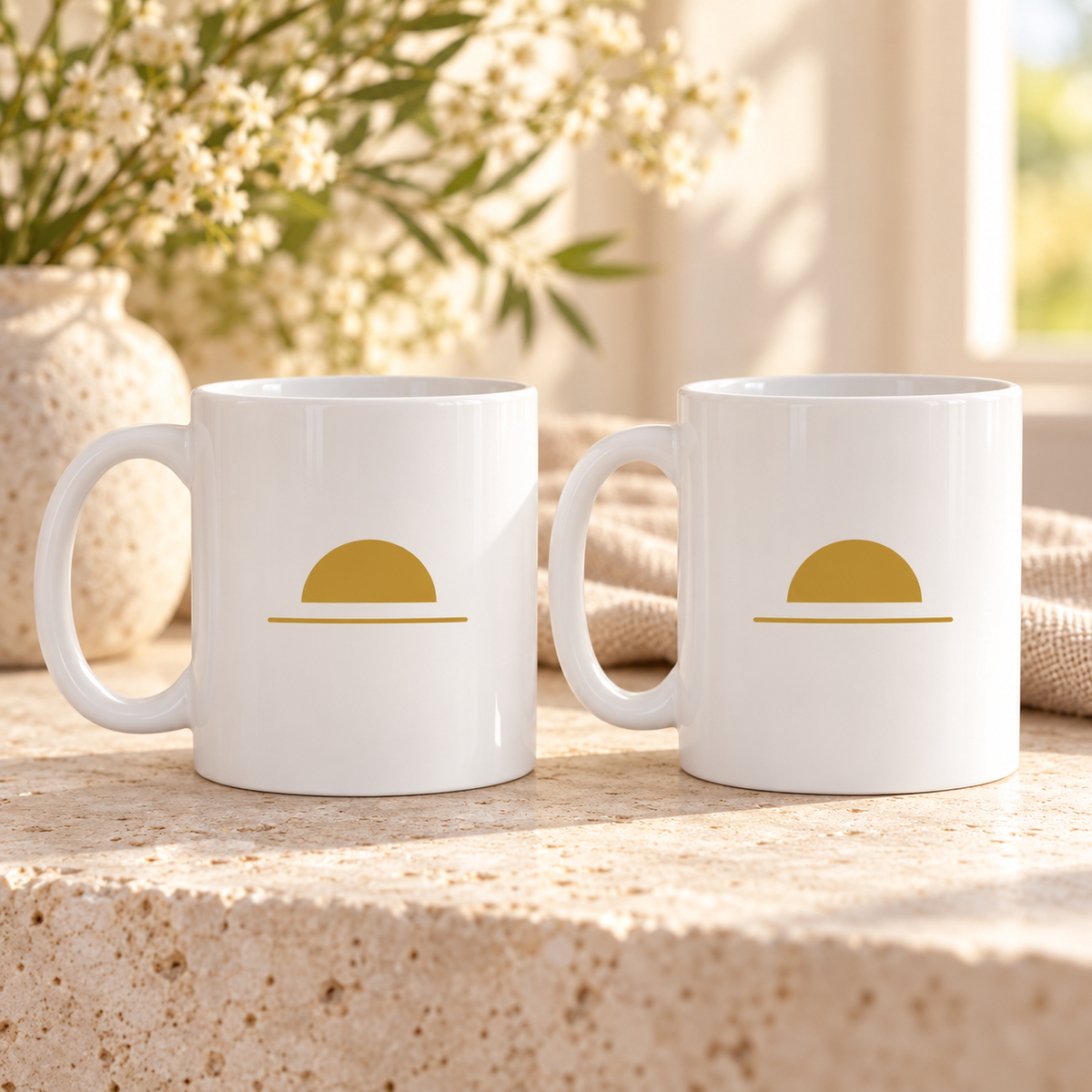 Ochre Sunrise Ceramic Mugs – Set of 2