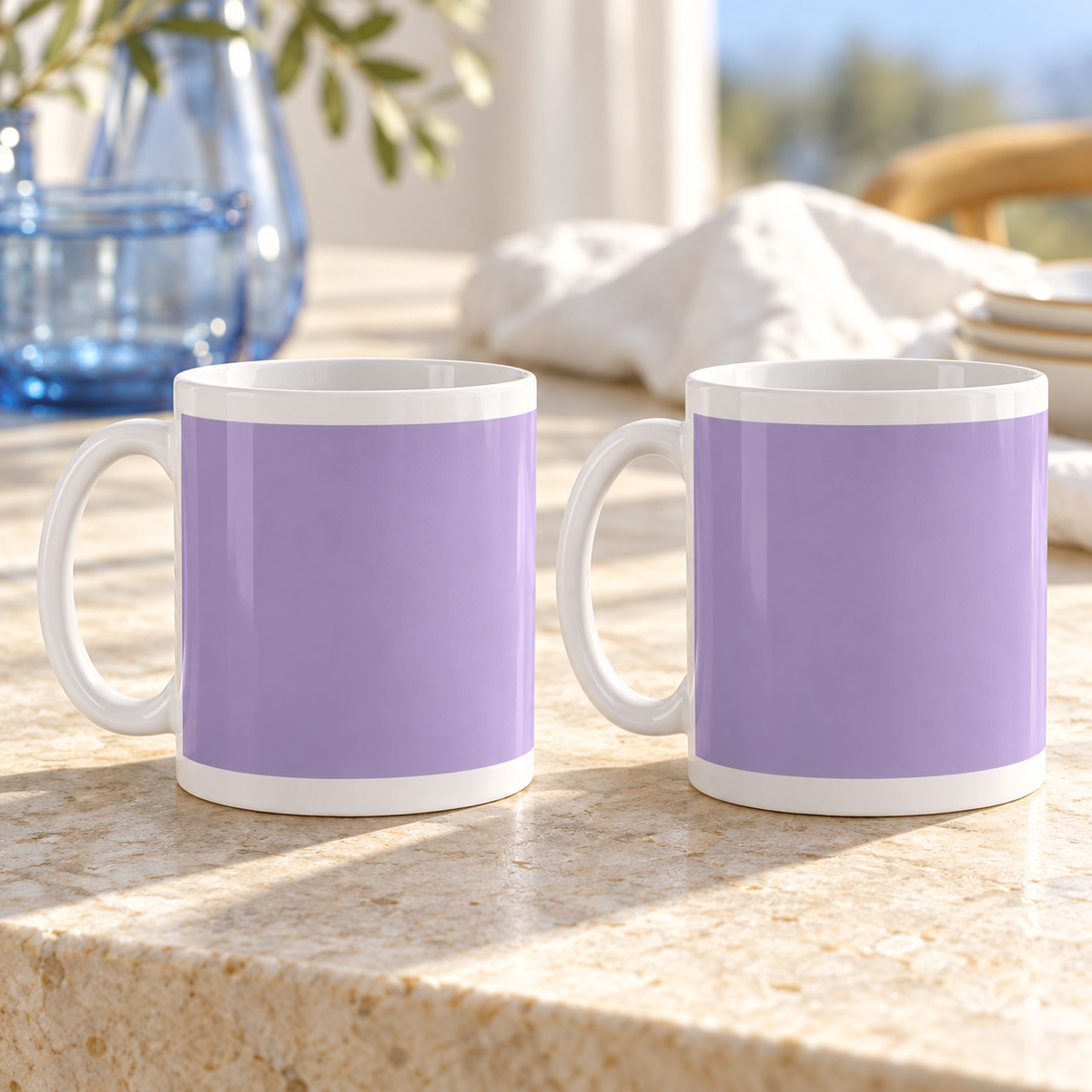 Soft Lilac Colour Wrap Ceramic Mugs – Set of 2