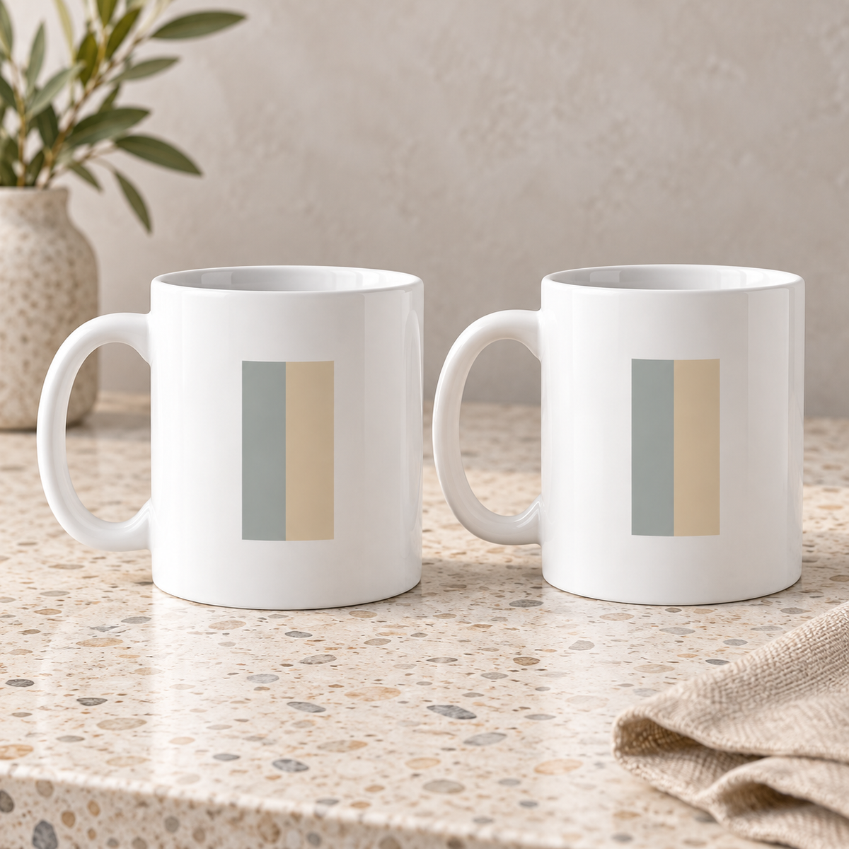 Stone Grey Vertical Panel Ceramic Mugs – Set of 2
