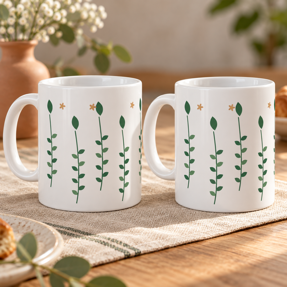 Trailing Ivy Ceramic Mugs – Set of 2