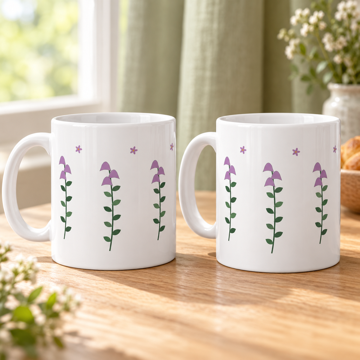 Woodland Bluebells Ceramic Mugs – Set of 2