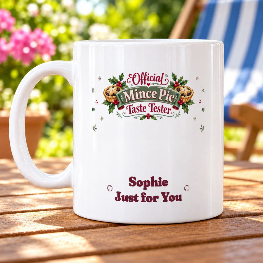Official Mince Pie Taste Tester – Personalised Mug personalised with Sophie Just for You