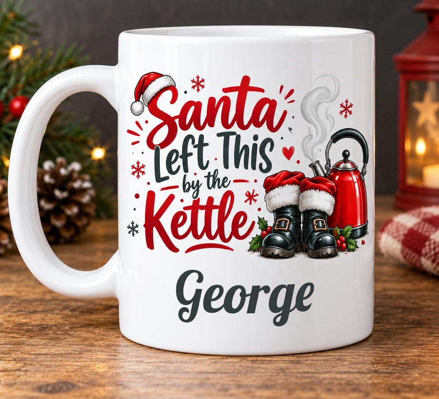 Santa Left This by the Kettle – Personalised Mug — personalised example George