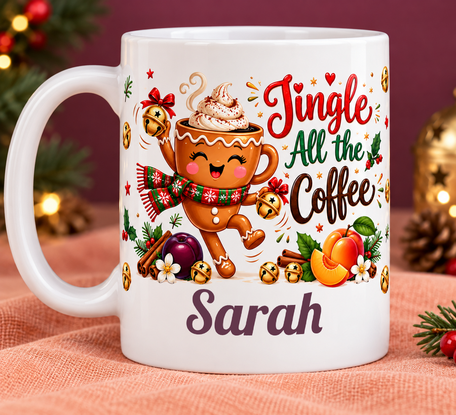 Jingle All the Coffee – Personalised Mug — personalised example Sarah