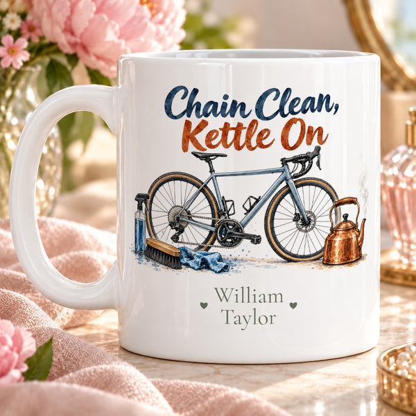 Chain Clean, Kettle On – Personalised Mug