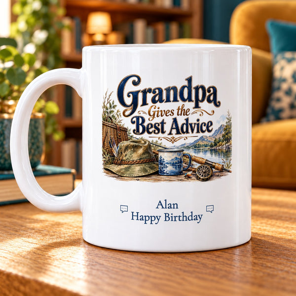 Grandpa Gives the Best Advice – Personalised Mug — personalised example Alan, Happy Birthday