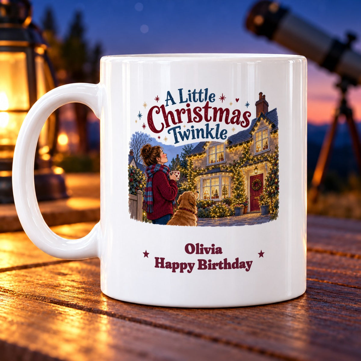 A Little Christmas Twinkle – Personalised Mug — personalised example Olivia, Happy Birthday