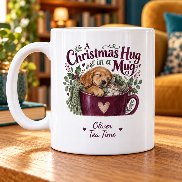 A Christmas Hug in a Mug – Personalised Mug — personalised example Oliver, Tea Time