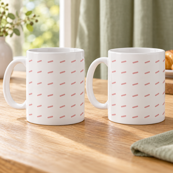 Blush Brushstrokes Ceramic Mugs – Set of 2