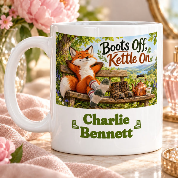 Boots Off, Kettle On – Personalised Mug