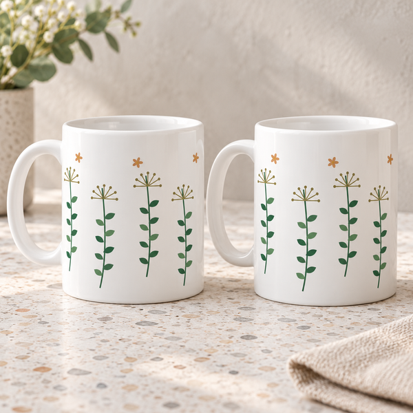 Botanical Seed Heads Ceramic Mugs – Set of 2