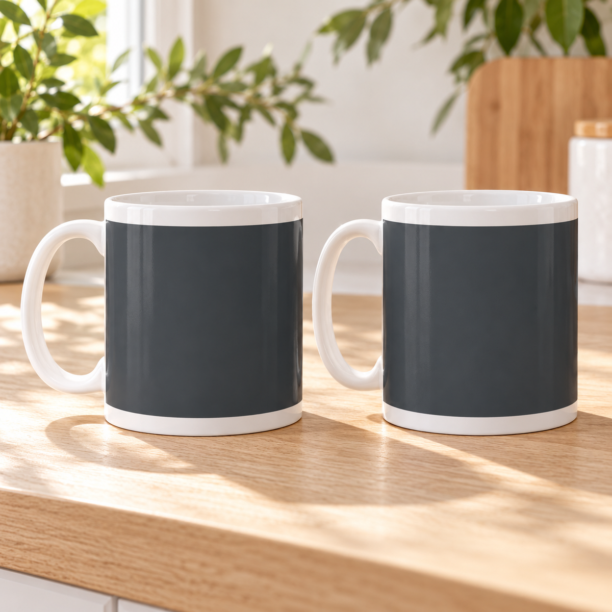 Charcoal Colour Wrap Ceramic Mugs – Set of 2