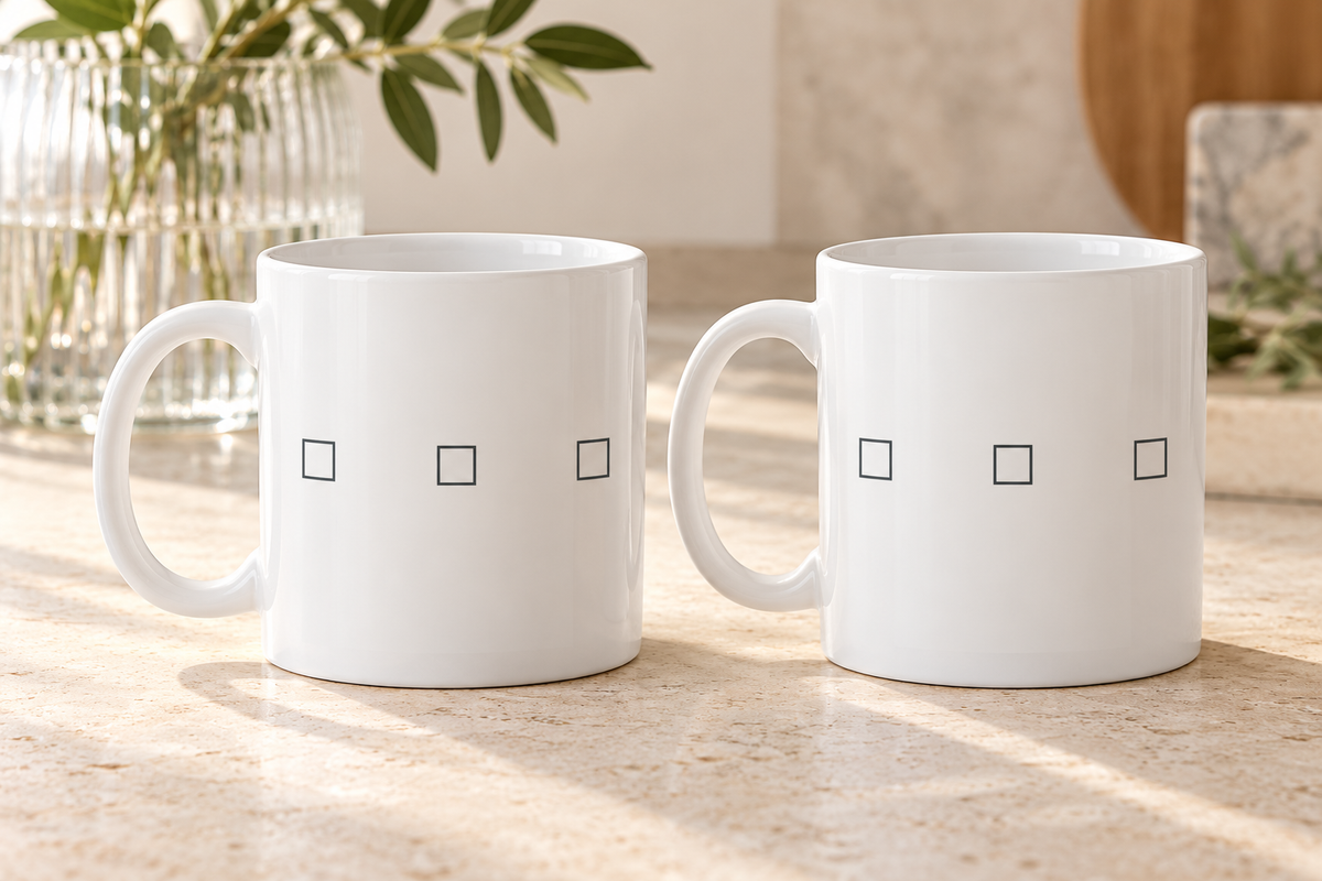 Charcoal Fine Square Ceramic Mugs – Set of 2