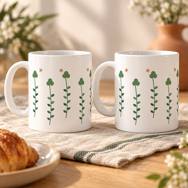 Clover Patch Ceramic Mugs – Set of 2