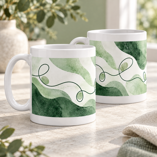 Continuous Calm Abstract Ceramic Mugs – Set of 2