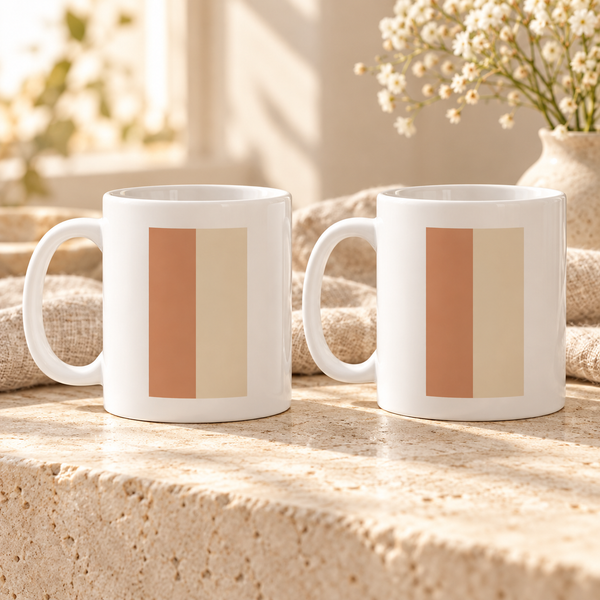 Cream and Clay Blocks Ceramic Mugs – Set of 2