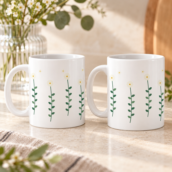 Daisy Meadow Ceramic Mugs – Set of 2