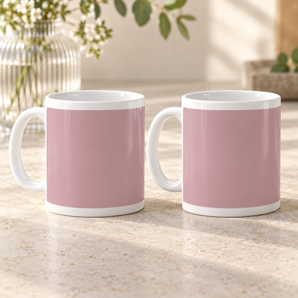 Dusty Rose Colour Wrap Ceramic Mugs – Set of 2
