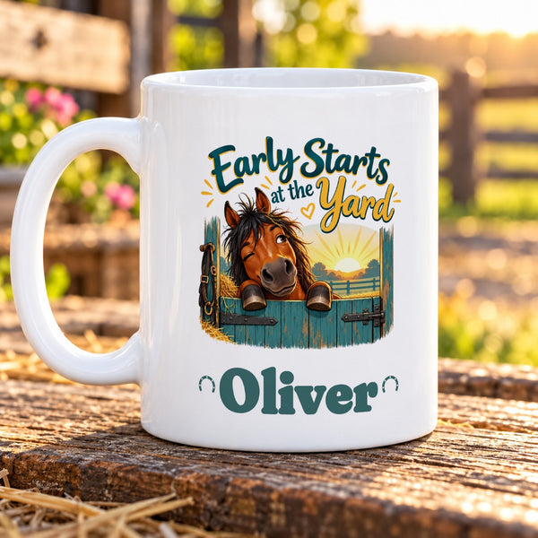 Early Starts at the Yard – Personalised Mug