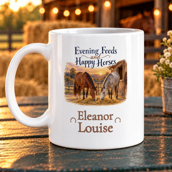 Evening Feeds and Happy Horses – Personalised Mug