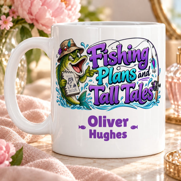 Fishing Plans and Tall Tales – Personalised Mug