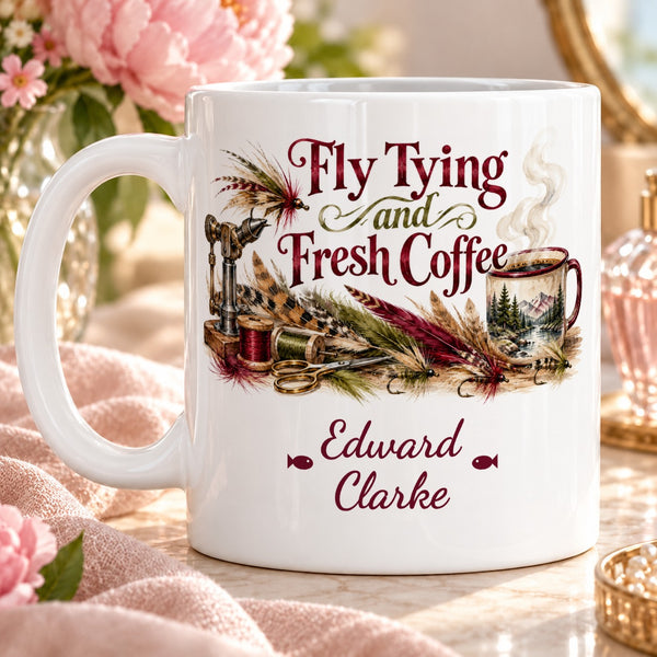 Fly Tying and Fresh Coffee – Personalised Mug