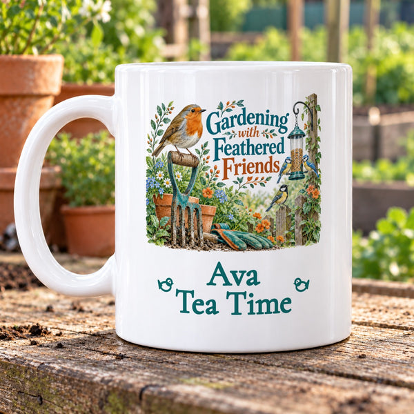 Gardening with Feathered Friends – Personalised Mug