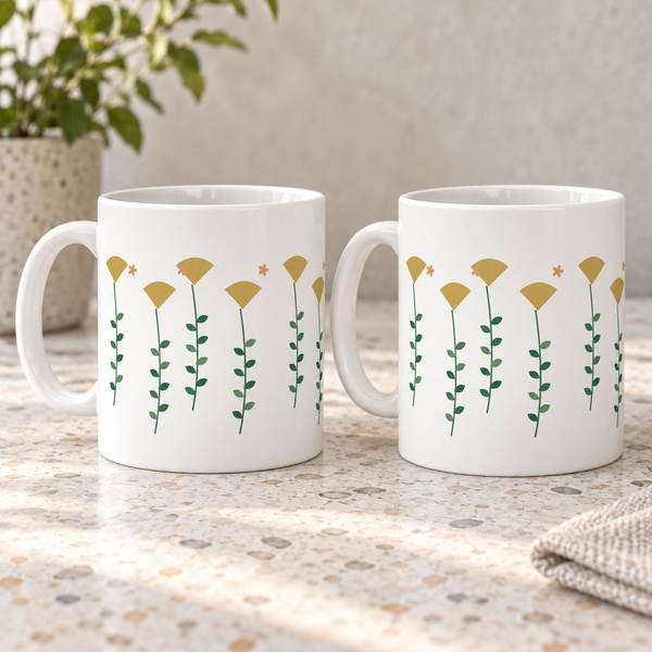 Ginkgo Leaves Ceramic Mugs – Set of 2