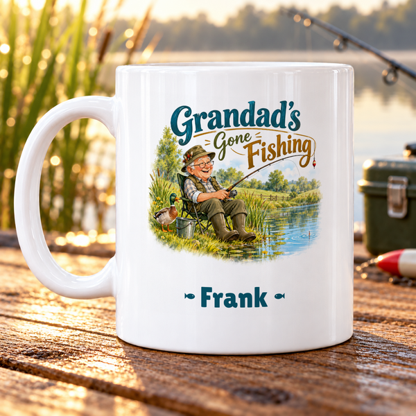 Grandad’s Gone Fishing – Personalised Mug — example Frank