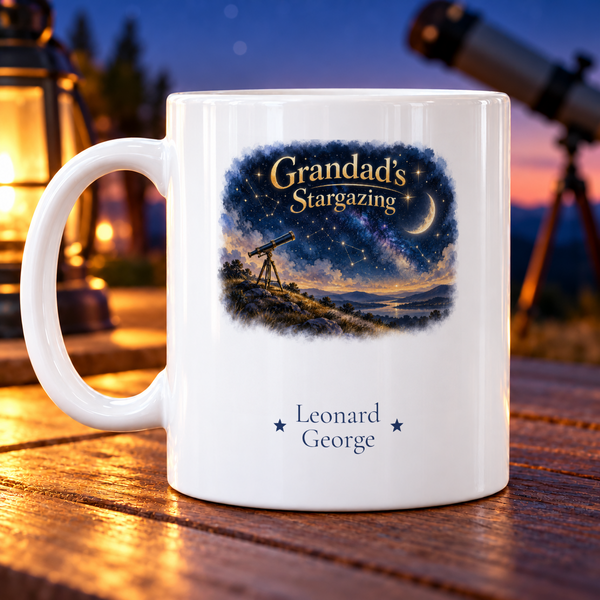 Grandad’s Stargazing Mug – Personalised Mug — example Leonard / George