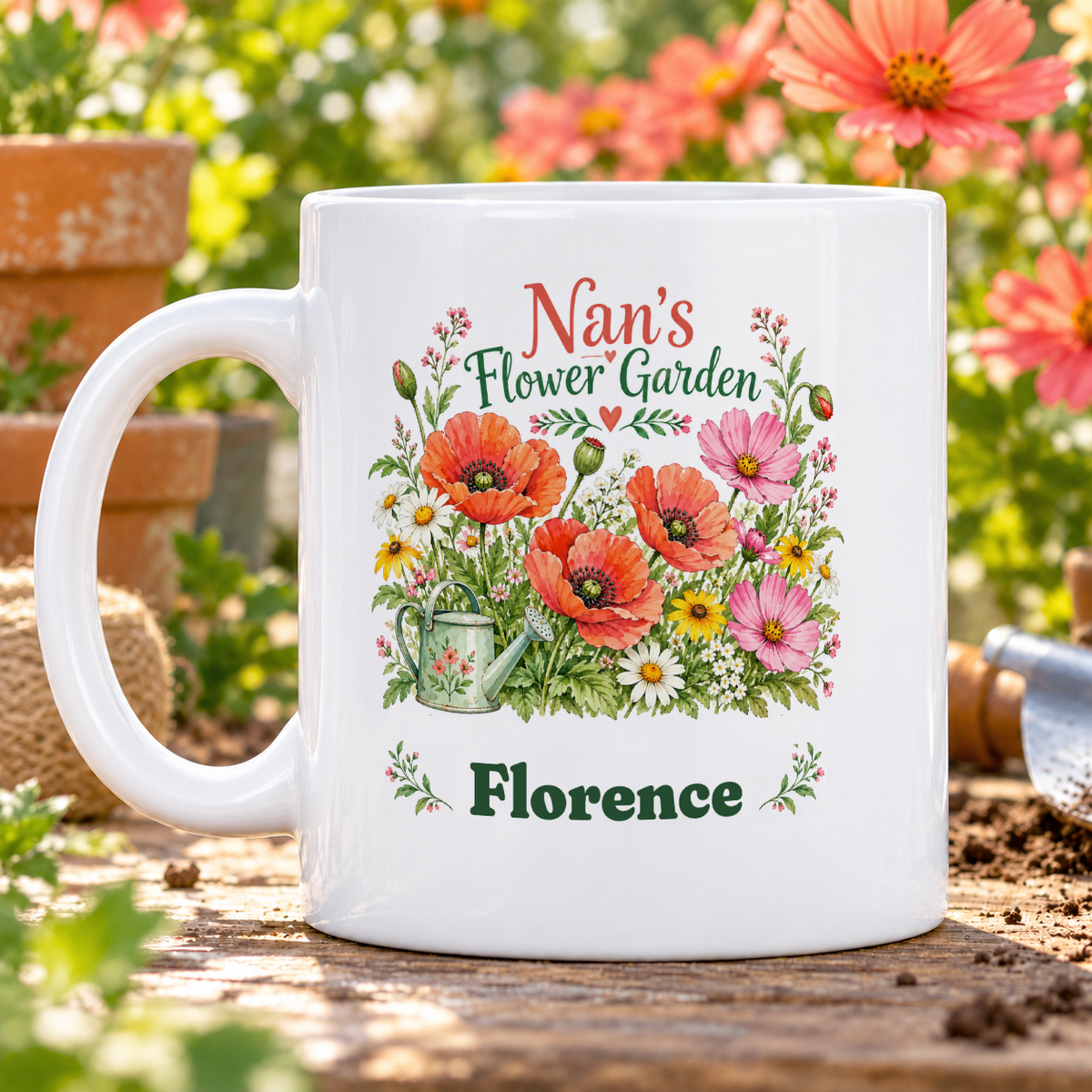 Nan’s flower garden bouquet — example personalised with Florence
