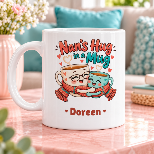 Nan’s heartwarming teacup hug — example personalised with Doreen