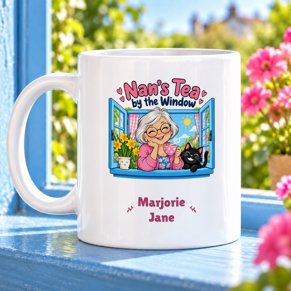 Nan’s Tea by the Window — example personalised with Marjorie / Jane