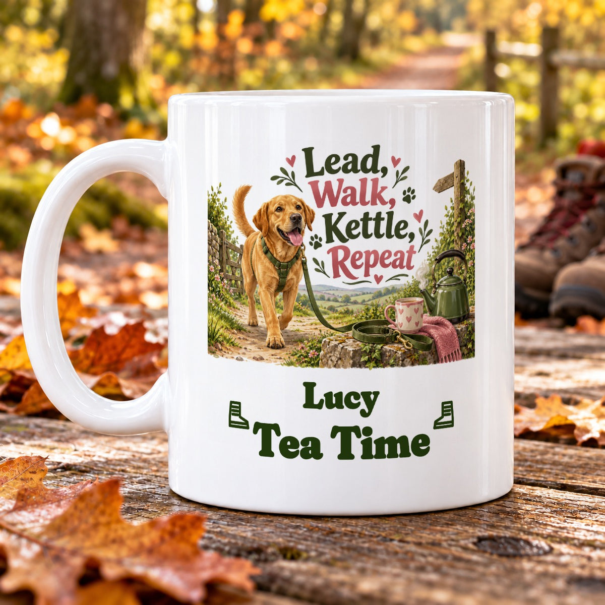 Lead, Walk, Kettle, Repeat – Personalised Mug