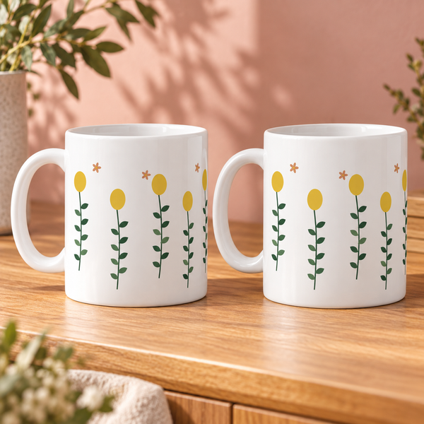 Lemon Branches Ceramic Mugs – Set of 2