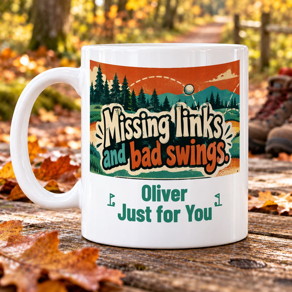 Missing links and bad swings. – Personalised Golf Mug