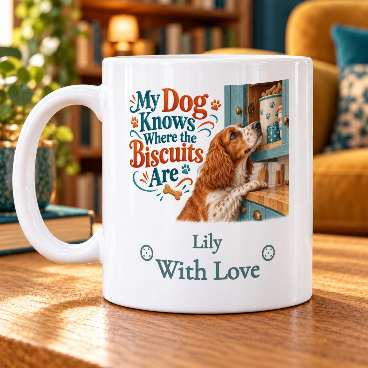 My Dog Knows Where the Biscuits Are – Personalised Mug