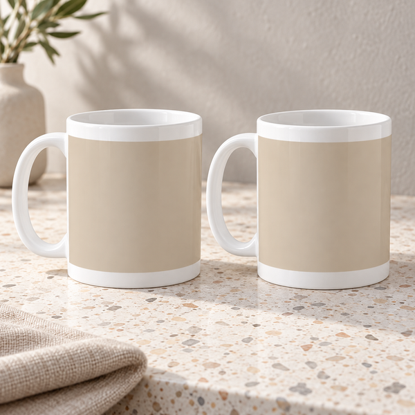 Oatmeal Colour Wrap Ceramic Mugs – Set of 2