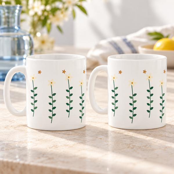 Orange Blossom Ceramic Mugs – Set of 2