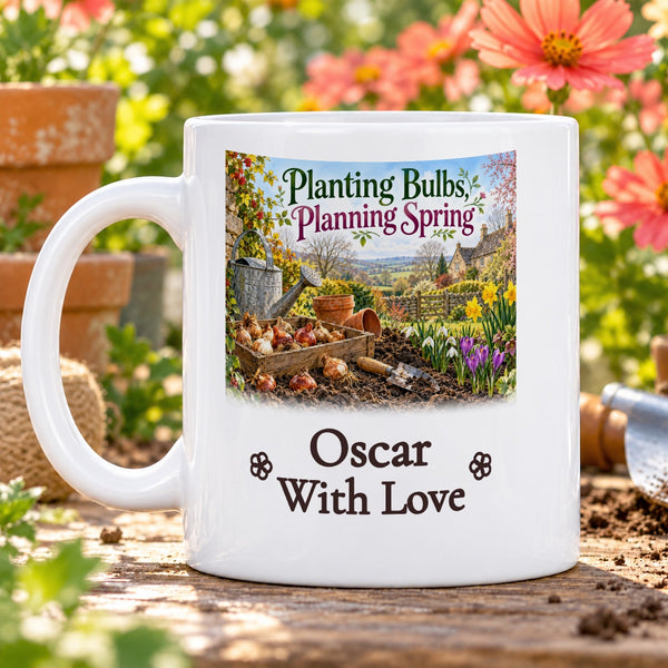 Planting Bulbs, Planning Spring – Personalised Mug