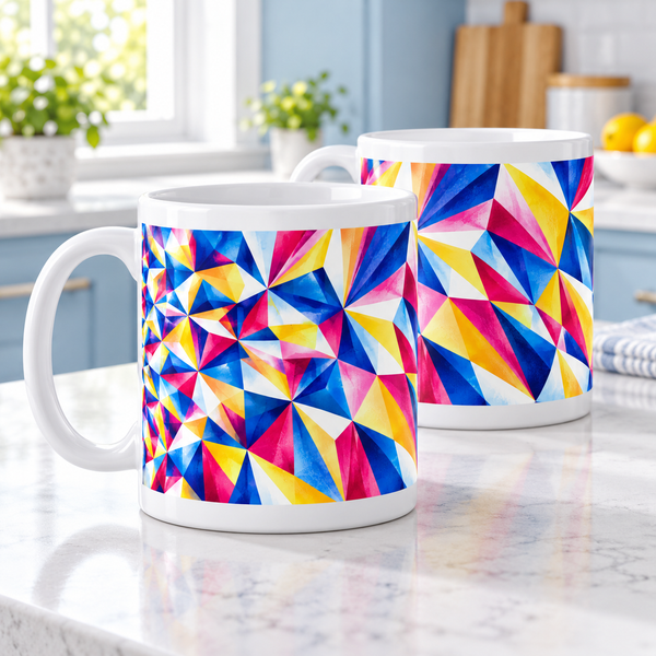 Prism Pulse Abstract Ceramic Mugs – Set of 2