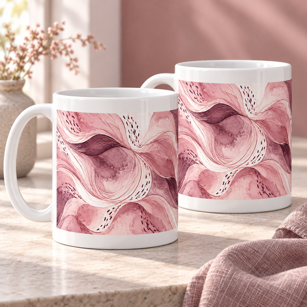 Rose Reverberation Abstract Ceramic Mugs – Set of 2