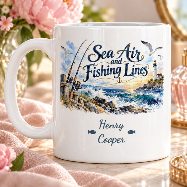 Sea Air and Fishing Lines – Personalised Mug